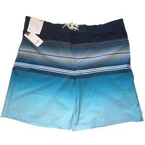 Goodfellow Blue Striped Board Shorts Swim Trunks w/ Mesh Liner Mens Size 2XL